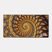 Gepersonaliseerde Abstracte zwart gouden spiraal f Bureaumat (Voorkant)