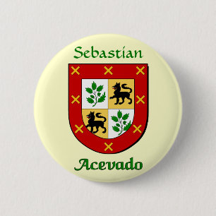 Gepersonaliseerde Acevado Family Shield Ronde Button 5,7 Cm