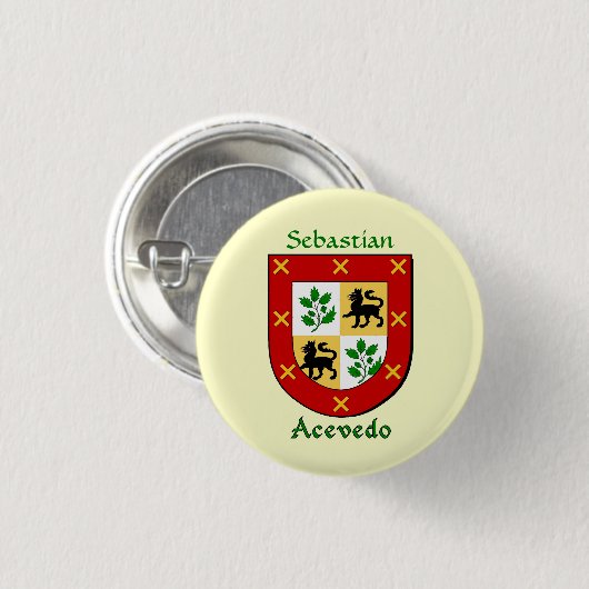 Gepersonaliseerde Acevedo Historisch Schild Ronde Button 3,2 Cm (Voorkant /achterkant)