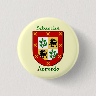 Gepersonaliseerde Acevedo Historisch Schild Ronde Button 3,2 Cm