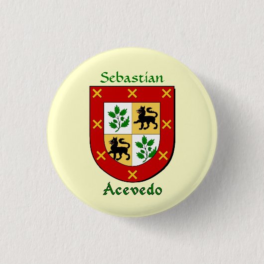 Gepersonaliseerde Acevedo Historisch Schild Ronde Button 3,2 Cm (Voorkant)