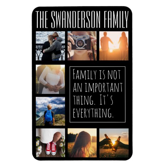 Gepersonaliseerde acht Lijst collage zwart Magneet (Verticaal)