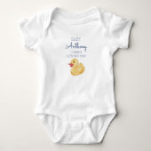 Gepersonaliseerde Achternaam Aankondiging Baby Duc Romper (Voorkant)