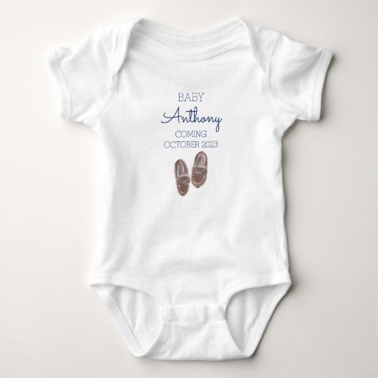 Gepersonaliseerde Achternaam Aankondiging Baby Jon Romper (Voorkant)