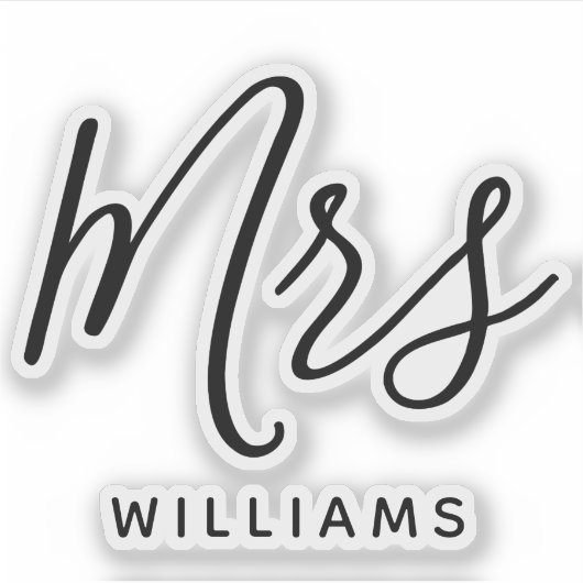 Gepersonaliseerde achternaam bruid om Mrs Vinyl Ui Sticker (Voorkant)