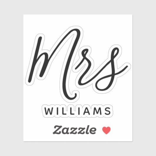 Gepersonaliseerde achternaam bruid om Mrs Vinyl Ui Sticker (Vel)