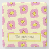 Gepersonaliseerde achternaam Est jaar huwelijksges Stenen Onderzetter (Voorkant)