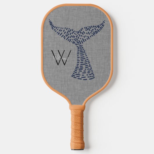 Gepersonaliseerde achternaam Nautical Whale Tail A Pickleball Paddle (Voorkant)