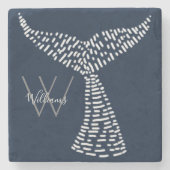 Gepersonaliseerde achternaam Nautical Whale Tail A Stenen Onderzetter (Voorkant)