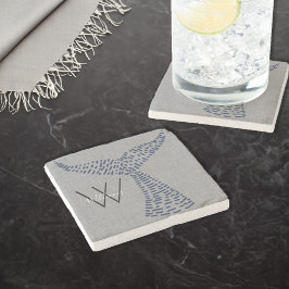 Gepersonaliseerde achternaam Nautical Whale Tail A Stenen Onderzetter