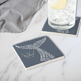 Gepersonaliseerde achternaam Nautical Whale Tail A Stenen Onderzetter