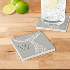 Gepersonaliseerde achternaam Nautical Whale Tail A Stenen Onderzetter