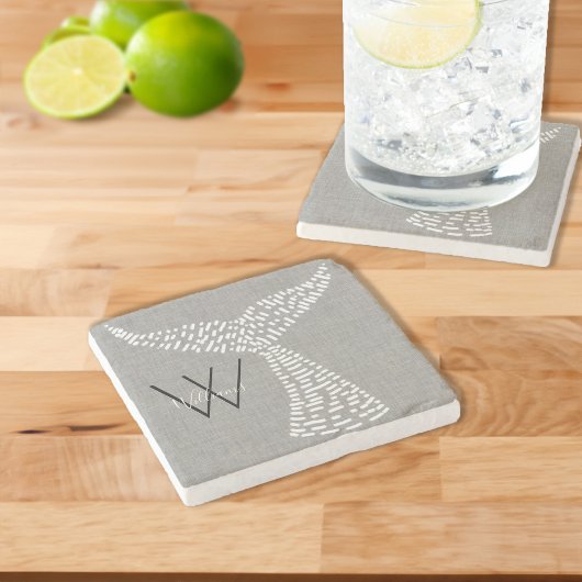 Gepersonaliseerde achternaam Nautical Whale Tail A Stenen Onderzetter