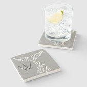 Gepersonaliseerde achternaam Nautical Whale Tail A Stenen Onderzetter (Zijkant)