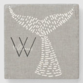 Gepersonaliseerde achternaam Nautical Whale Tail A Stenen Onderzetter (Voorkant)