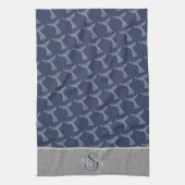 Gepersonaliseerde achternaam Nautical Whale Tail A Theedoek (Verticaal)