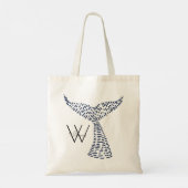 Gepersonaliseerde achternaam Nautical Whale Tail A Tote Bag (Achterkant)