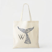 Gepersonaliseerde achternaam Nautical Whale Tail A Tote Bag (Voorkant)
