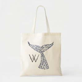 Gepersonaliseerde achternaam Nautical Whale Tail A Tote Bag