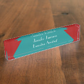 Gepersonaliseerde Acryl Desk naamplaat, Turquoise Naambordje (Zijkant)