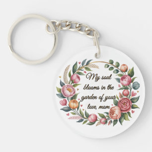 Gepersonaliseerde Acryl Sleutelhanger met Bloemen 