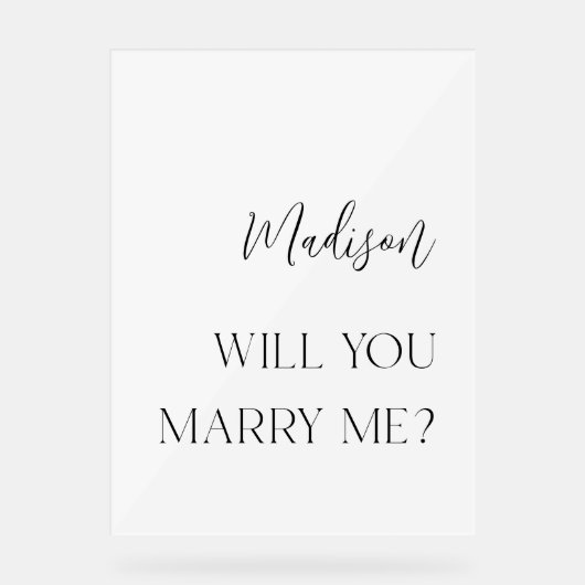 Gepersonaliseerde acryl zal je met me trouwen teke bord (Voorkant)