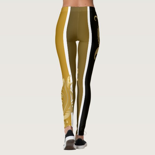 Gepersonaliseerde activewear |  gouden werveling leggings (Achterkant)