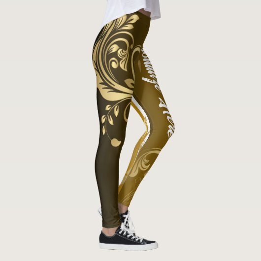 Gepersonaliseerde activewear |  gouden werveling leggings (Rechts)