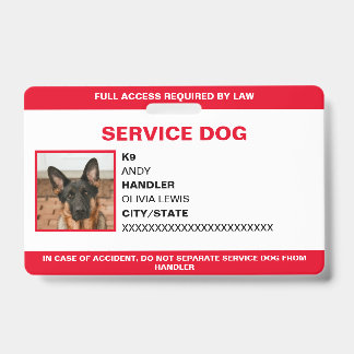 Gepersonaliseerde Ada Kaart Service Dog Foto-ID Badge