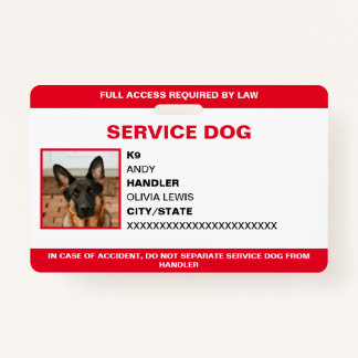 Gepersonaliseerde Ada Kaart Service Dog Foto-ID Badge