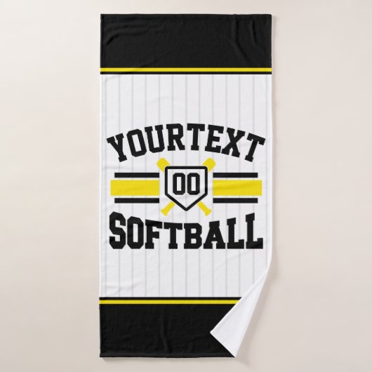 Gepersonaliseerde ADD NAAM Softball Speler Varsity Bad Handdoek (Badhanddoek)