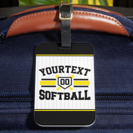 Gepersonaliseerde ADD NAAM Softball Speler Varsity Bagagelabel