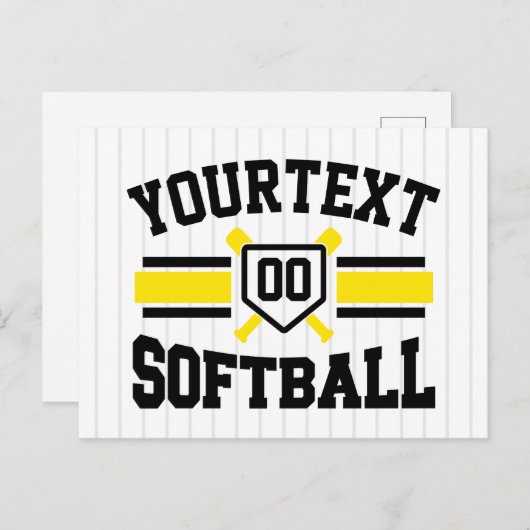 Gepersonaliseerde ADD NAAM Softball Speler Varsity Briefkaart (Voorkant / Achterkant)