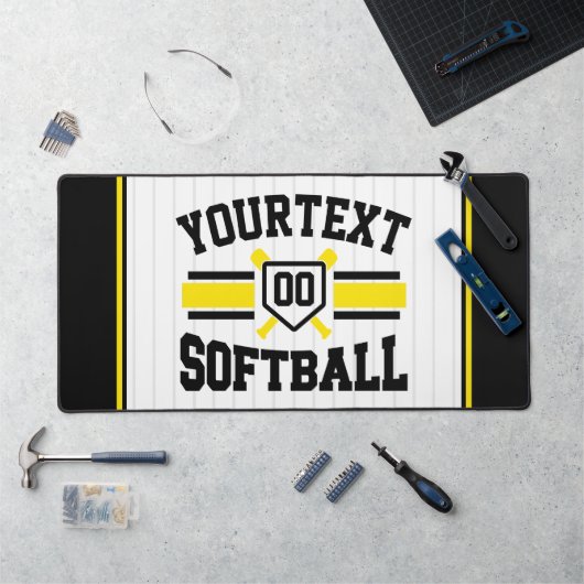 Gepersonaliseerde ADD NAAM Softball Speler Varsity Bureaumat (Werkstation)