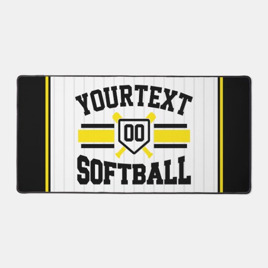 Gepersonaliseerde ADD NAAM Softball Speler Varsity Bureaumat (Voorkant)