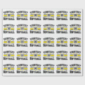 Gepersonaliseerde ADD NAAM Softball Speler Varsity Cadeaupapier (Vlak)