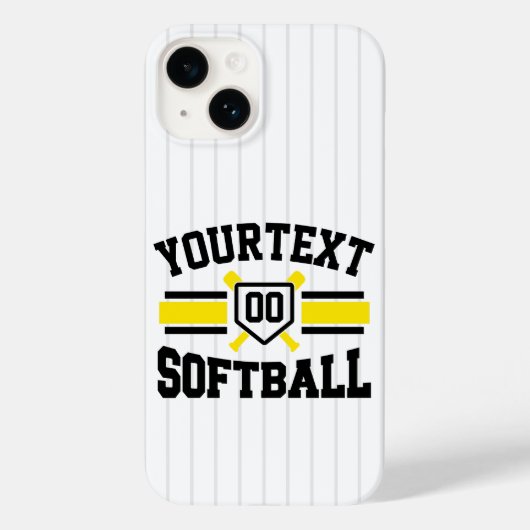 Gepersonaliseerde ADD NAAM Softball Speler Varsity Case-Mate iPhone Case (Achterkant)