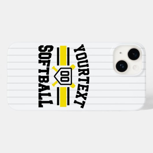 Gepersonaliseerde ADD NAAM Softball Speler Varsity Case-Mate iPhone Case (Achterkant (horizontaal))