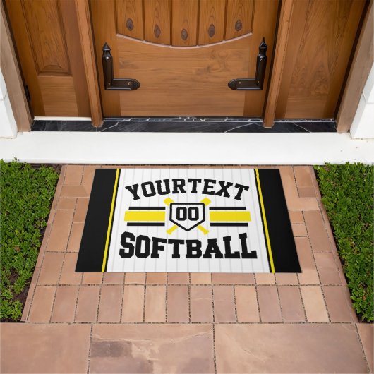 Gepersonaliseerde ADD NAAM Softball Speler Varsity Deurmat (Buiten)