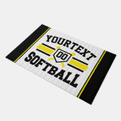 Gepersonaliseerde ADD NAAM Softball Speler Varsity Deurmat (Schuin)