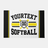 Gepersonaliseerde ADD NAAM Softball Speler Varsity Deurmat (Voorkant)