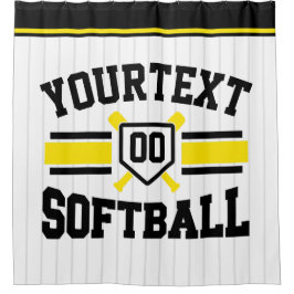 Gepersonaliseerde ADD NAAM Softball Speler Varsity Douchegordijn