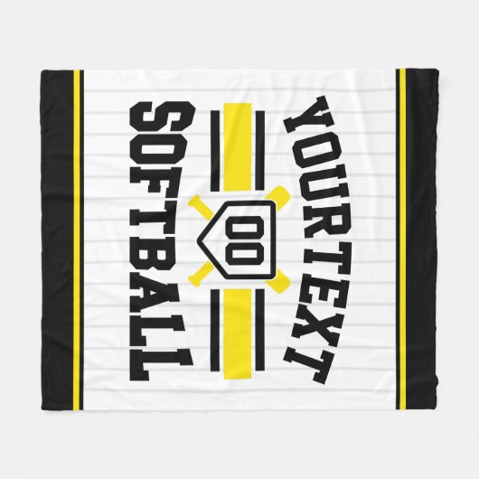 Gepersonaliseerde ADD NAAM Softball Speler Varsity Fleece Deken (Voorkant (Horizontaal))