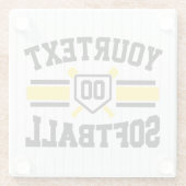 Gepersonaliseerde ADD NAAM Softball Speler Varsity Glazen Onderzetter (Achterkant)