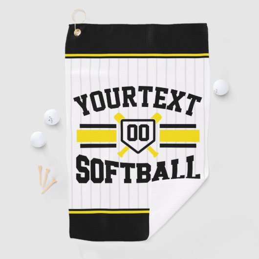 Gepersonaliseerde ADD NAAM Softball Speler Varsity Golfhanddoek (Insitu)