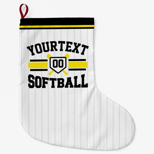 Gepersonaliseerde ADD NAAM Softball Speler Varsity Grote Kerstsok (Voorkant)