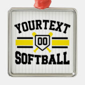 Gepersonaliseerde ADD NAAM Softball Speler Varsity Metalen Ornament (Voorkant)