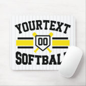 Gepersonaliseerde ADD NAAM Softball Speler Varsity Muismat (Met muis)