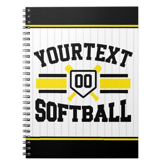 Gepersonaliseerde ADD NAAM Softball Speler Varsity Notitieboek (Voorkant)