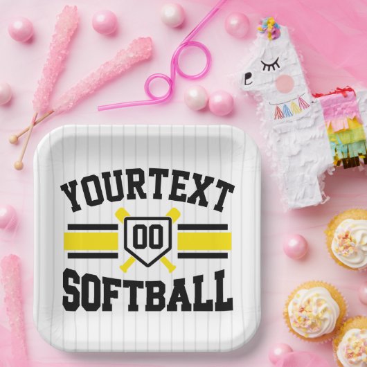 Gepersonaliseerde ADD NAAM Softball Speler Varsity Papieren Bordje (Feest)